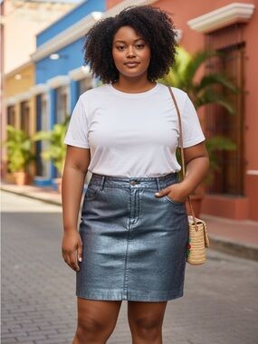 Wilson’s Leather Blue Leather Mini Skirt